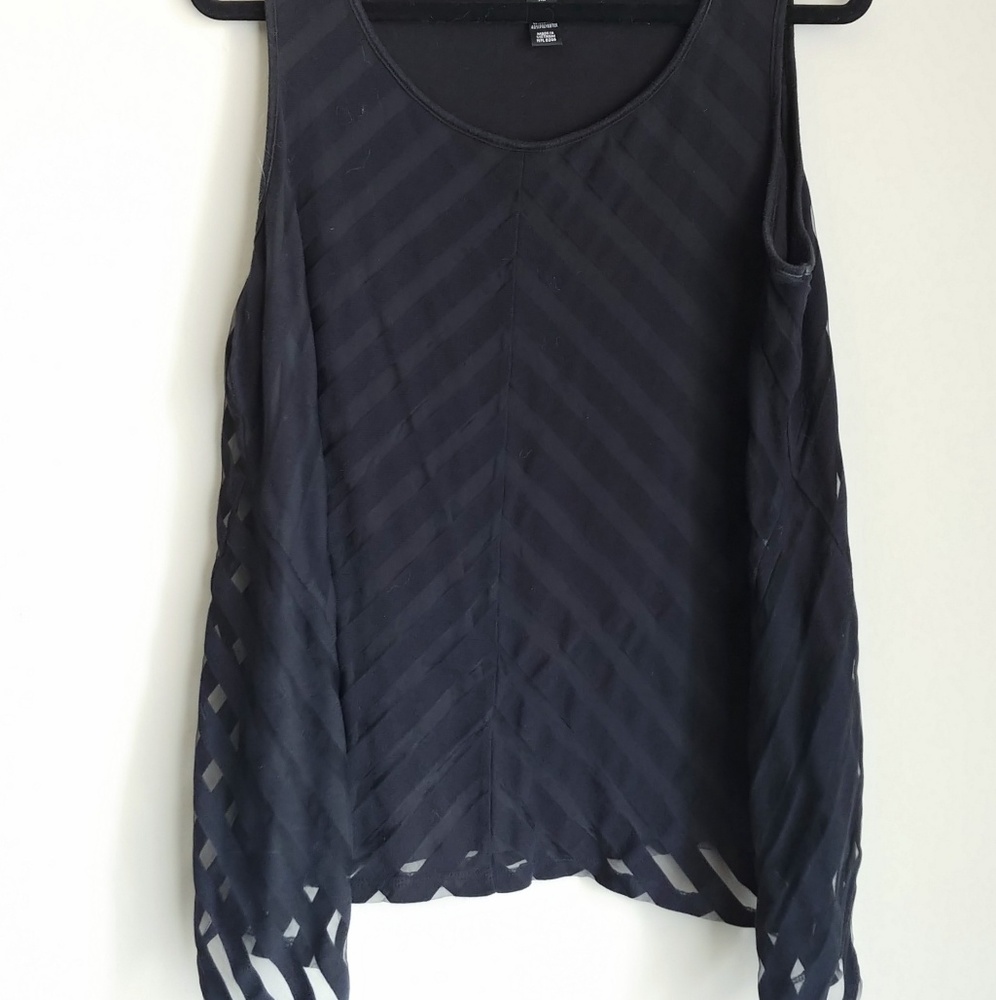 Black and sheer overlay sleeveless top xl
